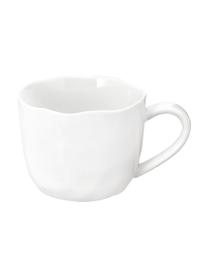 Kopjes met schoteltjes Porcelino met oneven oppervlak, 6 stuks, Porselein, opzettelijk ongelijk, Wit, Ø 15 x H 8 cm, 150 ml