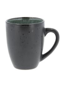 Tazas de gres Gastro, 2 uds., Gres, Verde, negro, Ø 9 x Al 10 cm, 300 ml