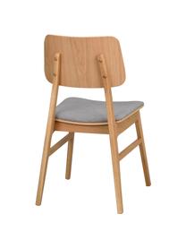 Houten stoelen Nagano met gestoffeerde zitting, 2 stuks, Bekleding: 100% polyester Met 30.000, Geweven stof lichtgrijs,helder eikenhout, B 50 x D 51 cm