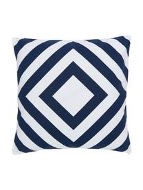 Poszewka na poduszkę Sera, 100% bawełna, Biały, ciemny niebieski, S 45 x D 45 cm