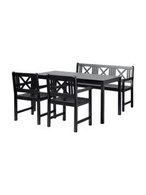 Mesa de comedor para jardínn de madera Rosenborg, Madera de caoba, lacado con poliuretano, Negro, An 165 x Al 75 cm