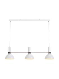 Grote hanglamp Larry, Baldakijn: gelakt metaal, Wit, chroomkleurig, 100 x 24 cm