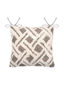 Coussin de chaise 40x40 boho Tarawa, Gris, blanc, taupe