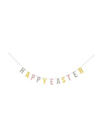 Guirlande Happy Easter, Panneau en fibres de bois à densité moyenne (MDF), ficelle, Gris, jaune, rose, larg. 290 x haut. 12 cm