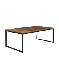 Mesa de centro de madera Randi, estilo industrial, Tablero: madera de mango maciza, Patas: acero con pintura en polv, Madera de mango, negro, An 110 x F 60 cm