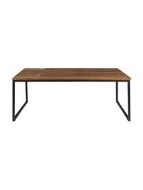 Mesa de centro de madera Randi, estilo industrial, Tablero: madera de mango maciza, Patas: acero con pintura en polv, Madera de mango, negro, An 110 x F 60 cm