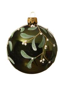 Boules de Noël Fleo, Ø 8 cm, 6 élém., Vert, beige clair, Ø 8 cm