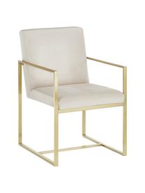 Fluwelen armstoel Manhattan, Bekleding: fluweel (polyester), Frame: gecoat metaal, Beige, 54 x 66 cm