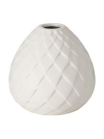 Kleine handgefertigte Vase Fabyo aus Steingut, Steingut, Weiß, Ø 12 x H 12 cm