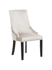Fluwelen gestoffeerde stoel Georgia, Bekleding: fluweel (polyester) De be, Poten: massief gelakt beukenhout, Crèmekleurig, zwart, staalkleurig, B 56 x D 62 cm