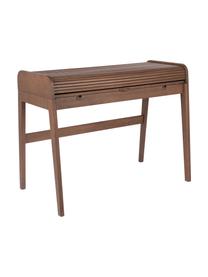 Holz-Schreibtisch Barbier mit rollbarer Abdeckung und geriffelter Front, Walnussholz, B 110 x H 85 cm