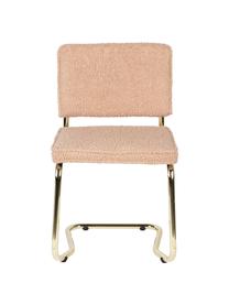 Silla cantilever de borreguillo Kink, Tapizado: borreguillo (100% poliést, Patas: plástico, Rosa, latón, An 48 x F 48 cm