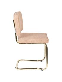 Chaise cantilever tissu peluche Kink, Rose, couleur laitonnée, larg. 48 x prof. 48 cm