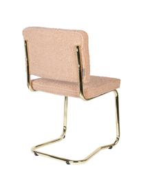 Silla cantilever de borreguillo Kink, Tapizado: borreguillo (100% poliést, Patas: plástico, Rosa, latón, An 48 x F 48 cm