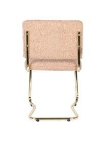 Silla cantilever de borreguillo Kink, Tapizado: borreguillo (100% poliést, Patas: plástico, Rosa, latón, An 48 x F 48 cm