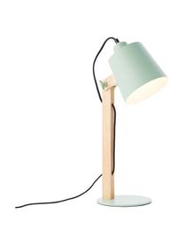 Lampa biurkowa Swive, Zielony miętowy, drewno naturalne, S 16 x W 52 cm