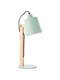 Lampa biurkowa Swive, Zielony miętowy, drewno naturalne, S 16 x W 52 cm