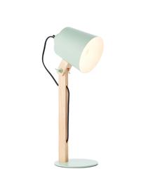 Lampada da scrivania con base in legno Swivel, Paralume: metallo, Base della lampada: metallo, Verde menta, legno, Larg. 16 x Alt. 52 cm