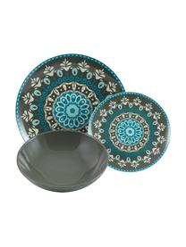 Vajilla de porcelana Cala Jondal, 6 comensales (18 pzas.), Porcelana, Tonos verdes y azules, 6 comensales (18 pzas.)