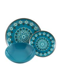 Vajilla de porcelana Cala Jondal, 6 comensales (18 pzas.), Porcelana, Tonos verdes y azules, 6 comensales (18 pzas.)