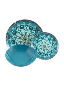 Vajilla de porcelana Cala Jondal, 6 comensales (18 pzas.), Porcelana, Tonos verdes y azules, 6 comensales (18 pzas.)