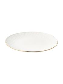 Set piatti colazione in porcellana con motivo strutturato Nippon 4 pz, Porcellana, Bianco, dorato, Ø 19 x Alt. 2 cm