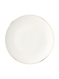 Sada porcelánových snídaňových talířů se strukturovaným vzorem Nippon, 4 díly, Porcelán, Bílá, zlatá, Ø 19 cm, V 2 cm