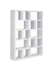 Libreria grande in legno bianco Portlyn, Rivestimento: pannello di fibra a media, Superficie: strato melaminico, Bianco opaco, Larg. 150 x Alt. 198 cm