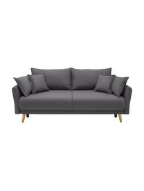 Sofa z funkcja spania i miejscem do przechowywania Mia (3-osobowa), Tapicerka: kaszmir, Nogi: drewno bukowe, Ciemny szary, S 228 x G 102 cm