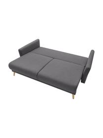 Sofa z funkcja spania i miejscem do przechowywania Mia (3-osobowa), Tapicerka: kaszmir, Nogi: drewno bukowe, Ciemny szary, S 228 x G 102 cm