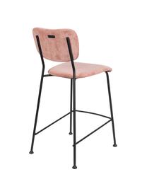 Krzesło kontuarowe ze sztruksu Beson, Stelaż: metal malowany proszkowo, Blady różowy, S 46 x W 92 cm