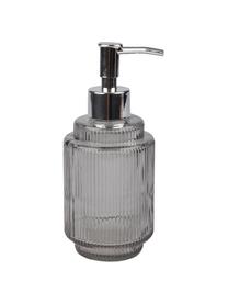 Dispenser sapone in vetro scanalato Ligia, Vetro, Grigio, trasparente, argentato, Ø 8 x Alt. 17 cm