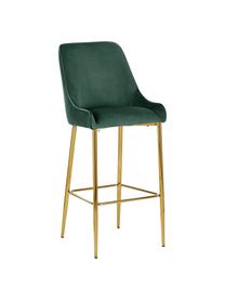 Tabouret de bar en velours Ava, Velours vert foncé, larg. 48 x haut. 107 cm