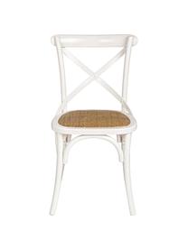 Sedia bianca Cross, Struttura: legno di betulla rivestit, Seduta: rattan, Bianco crema, marrone chiaro, Larg. 51 x Prof. 52 cm