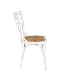 Sedia bianca Cross, Struttura: legno di betulla rivestit, Seduta: rattan, Bianco crema, marrone chiaro, Larg. 51 x Prof. 52 cm