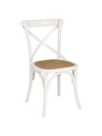 Sedia bianca Cross, Struttura: legno di betulla rivestit, Seduta: rattan, Bianco crema, marrone chiaro, Larg. 51 x Prof. 52 cm