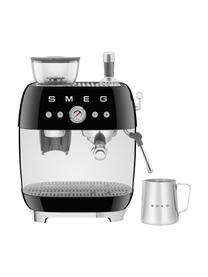 Kaffeemaschine 50's Style mit Siebträger, Aluminium-Druckguss, Edelstahl, Kunststoff, Schwarz, B 45 x H 50 cm