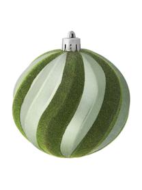Fluwelen kerstballenset Foresti, set van 12, Kunststof, fluweel, Groen, zilverkleurig, Ø 8 cm
