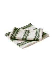 Servilletas de lino/algodón Abigail, 2 uds., 80% algodón
20% lino, Blanco crudo, verde, An 45 x L 45 cm