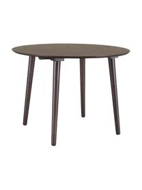 Mesa de comedor redonda de madera de caucho Jolina, Ø 106 cm, Tablero: tablero de fibras de dens, Patas: madera de caucho maciza, Madera de caucho, marrón, Ø 106 x Al 76 cm