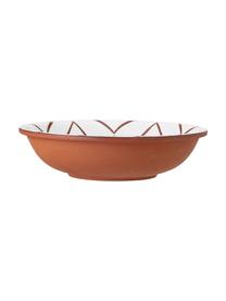 Kom Bean van terracotta Ø 30 cm, binnenzijde patroon/buitenzijde terracotta, Terracotta, gecoat, Wit, terracottakleurig, Ø 31 x H 8 cm