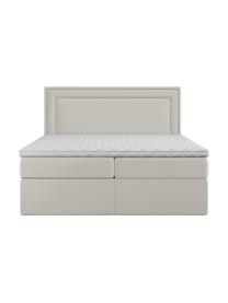 Sametová boxspring postel s úložným prostorem premium Annecy, Béžová, 140 x 200 cm, stupeň tvrdosti H3