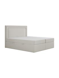 Sametová boxspring postel s úložným prostorem premium Annecy, Béžová, 140 x 200 cm, stupeň tvrdosti H3