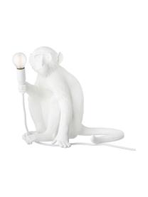 Lampe à poser d'extérieur LED design avec prise secteur Monkey, Blanc, larg. 34 x haut. 32 cm