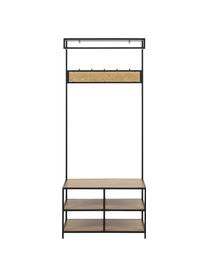 Szafa z metalu Seaford, Stelaż: metal malowany proszkowo, O wyglądzie drewna naturalnego, czarny, S 77 x W 185 cm