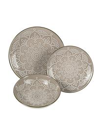 Geschirr-Set Baku mit Ornament-Relief, 6 Personen (18-tlg.), Keramik, Greige, Set mit verschiedenen Grössen