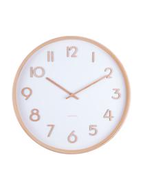 Reloj de pared Pure, Madera pintada, Blanco, madera, Ø 40 cm