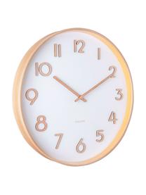 Zegar ścienny Pure, Drewno lakierowane, Biały, drewno naturalne, Ø 40 cm