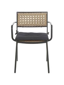 Zahradní židle z umělého ratanu Paola, Černá, béžová, Š 56 cm, H 59 cm