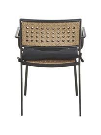 Sedia da giardino in rattan artificiale Paola, Struttura: metallo verniciato a polv, Nero, beige, Larg. 56 x Prof. 59 cm